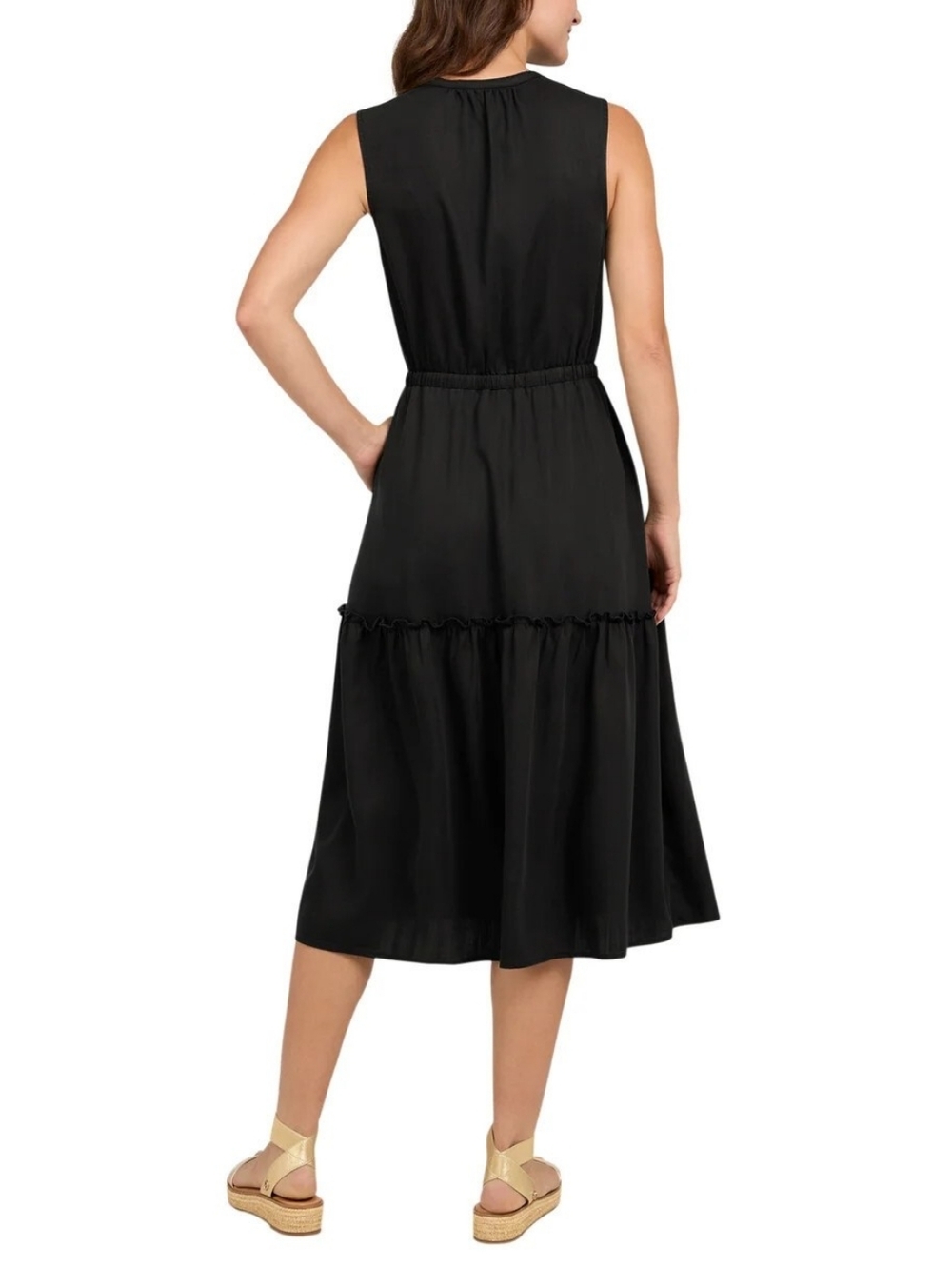 NWT Lands End Tiered Midi Dress Sz Large - Picture 8 of 8